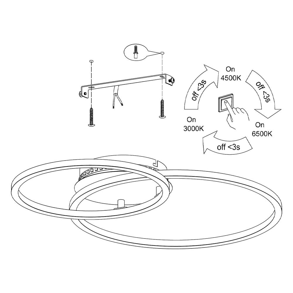 Lampadario con 2 Cerchi Led e Dimmer RGB Palmaves 3 Eglo