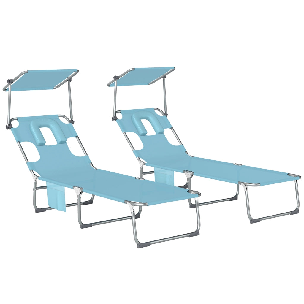 Poltrona Pieghevole Reclinabile con Dosel 360¡ã e Tasca Laterale ¨C Zephmum ¨C Tessilene 550 g/m2, Blu