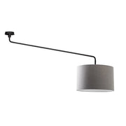 Vivien Plafoniera Nera con Paralume Grigio 48cm - Lampada Soffitto E27, Classe I, IP20, Struttura Metallo Verniciato - Rossini Group