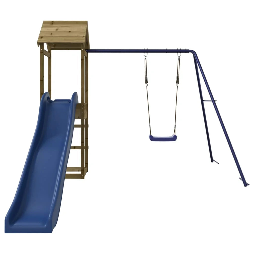 Area giochi all'aperto con altalene scivolo e robuste strutture per arrampicarsi  giochi da giardino 238 x 315 x 194 cm legno di pino impregnato 02_0004739