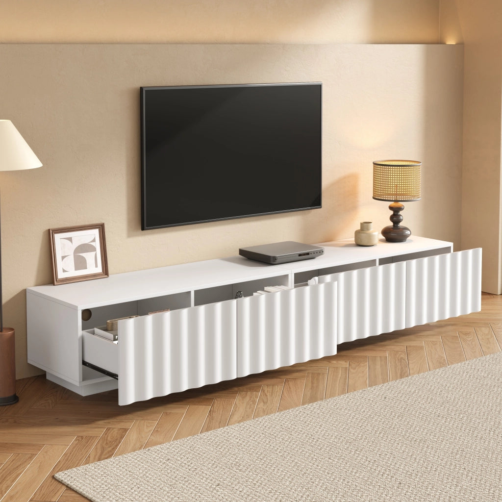 Mobile TV con Ante Push-to-Open ¨C MINIMAL ¨C Legno, Soggiorno, Bianco