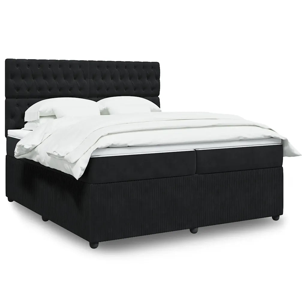Giroletto a Molle con Materasso Nero 200x200 cm in Velluto 3292438