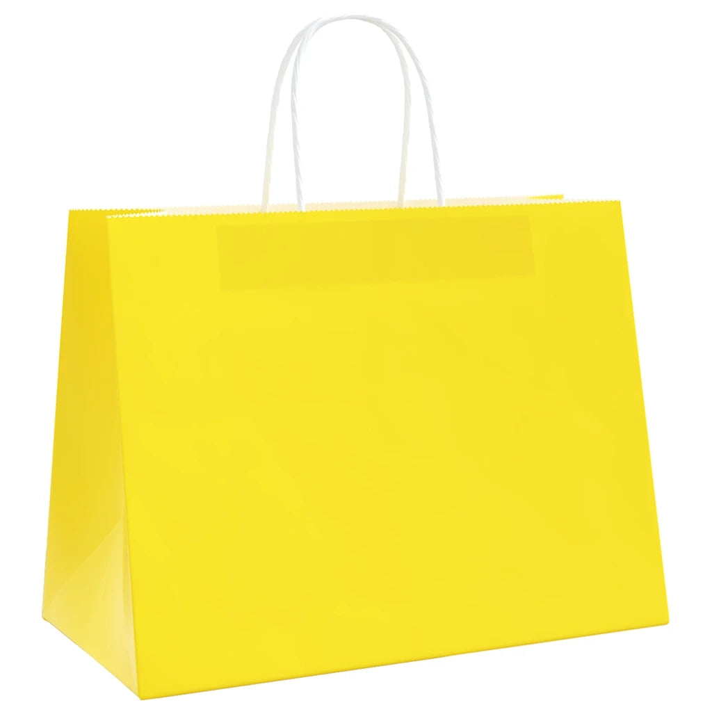 Sacchetti di Carta 250 pz con Manici Gialli 32x17x25 cm 4101789