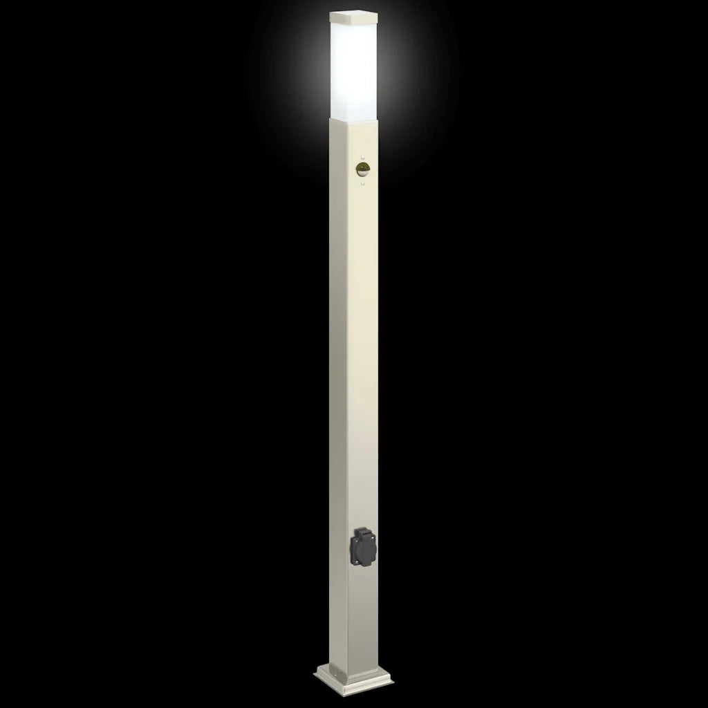 Lampada a paletto con sensore e presa 110 cm Acciaio Inox IP44 4006069