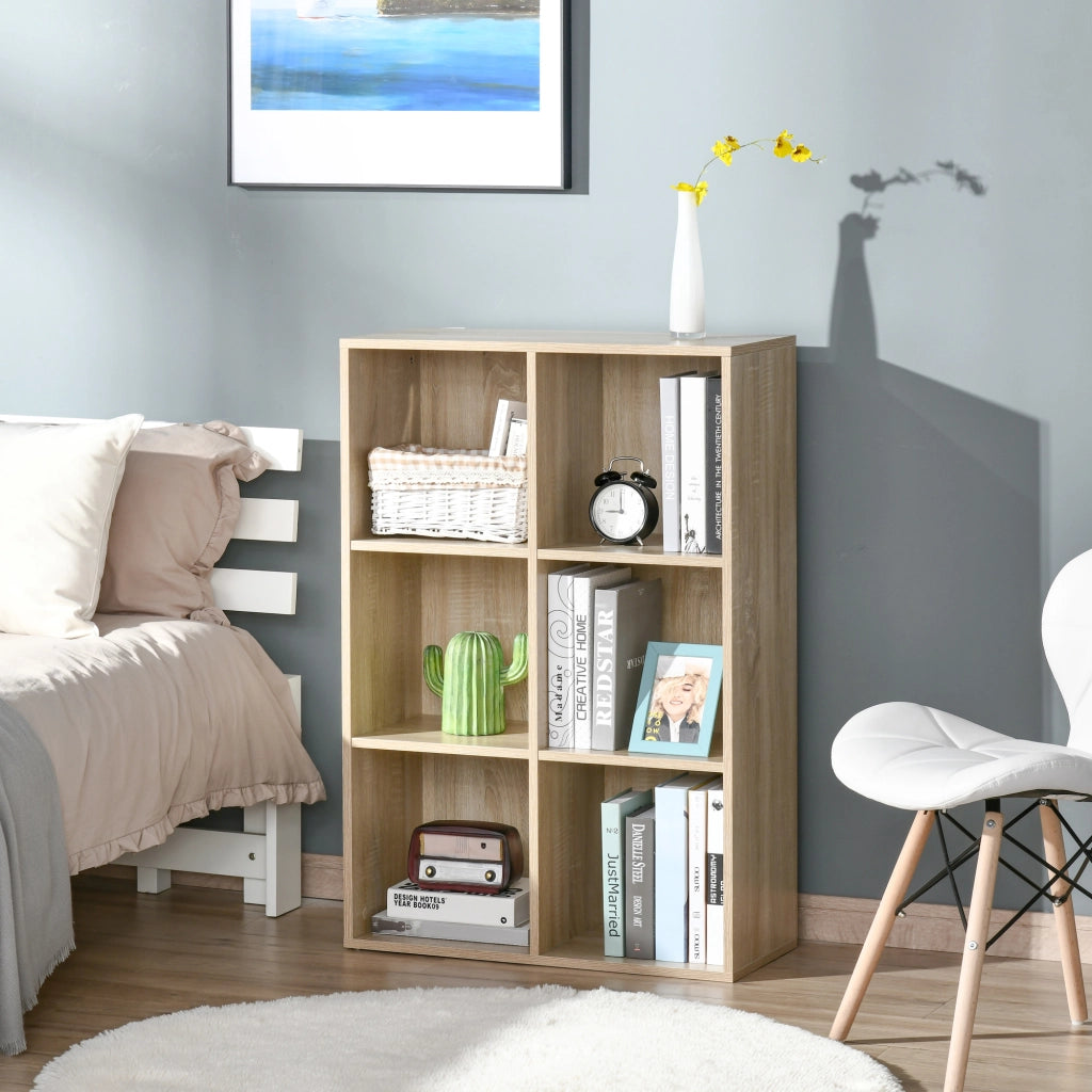 Libreria a Cubi 65,5x30x97,5 cm 6 Vani a Giorno Rivestimento in Melamina Rovere