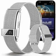 Smartwatch Orologio connesso con display nascosto; monitoraggio 24 ore su 24 della salute: battito cardiaco; HRV; SpO2 e sonno; 2 braccialetti; app gratuita per iOS e Android - Argento