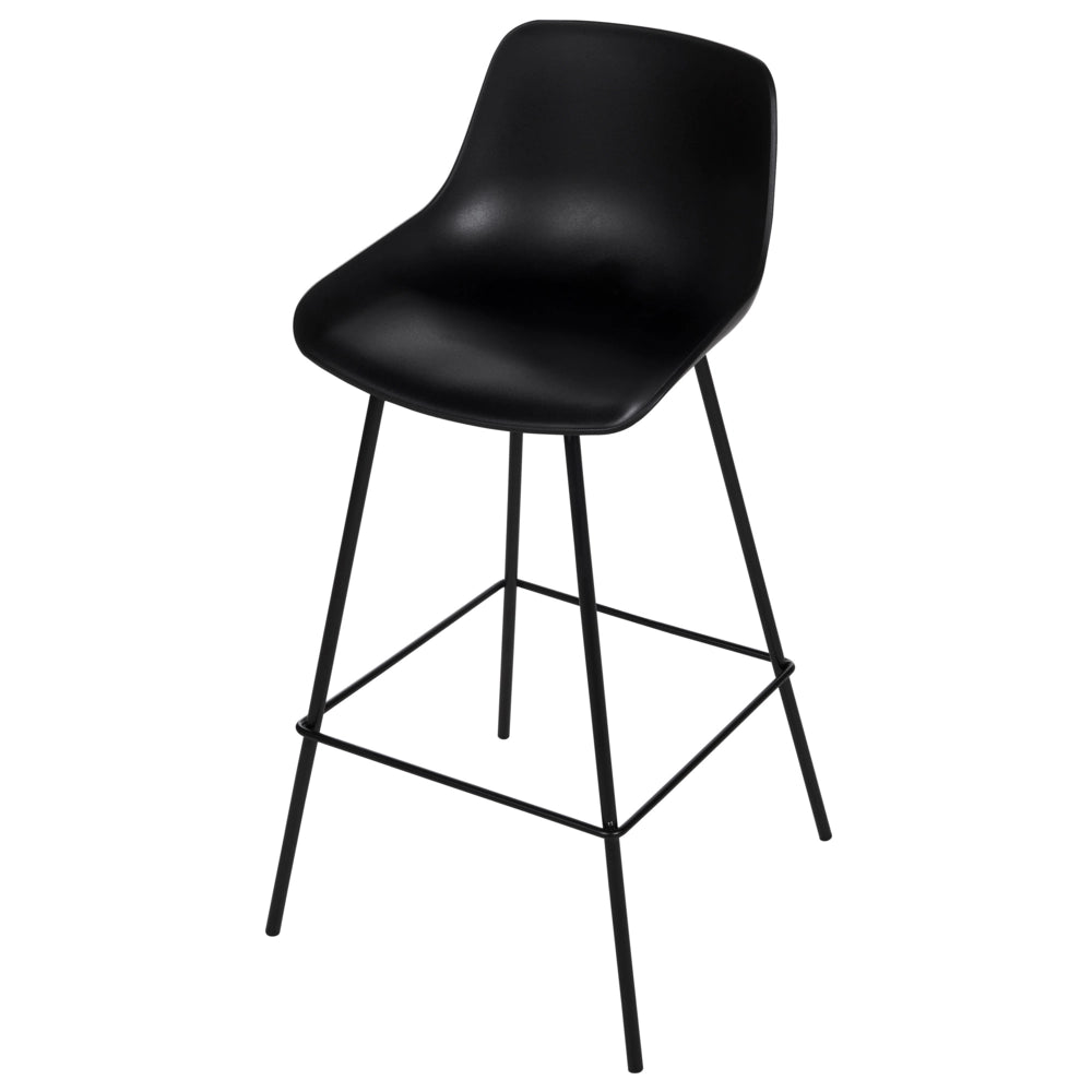 Set di 2 sedie da bar Seduta in plastica nera Sgabelli da bar altezza banco Gambe in metallo
