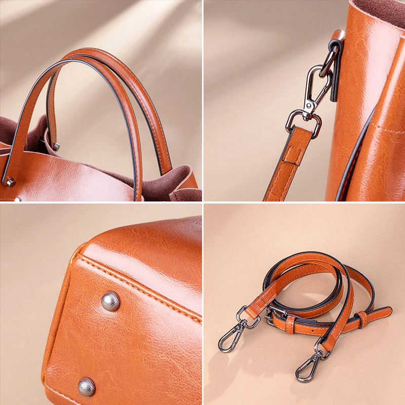 Borsa a tracolla da donna in vera pelle, stile retr¨°, marrone.