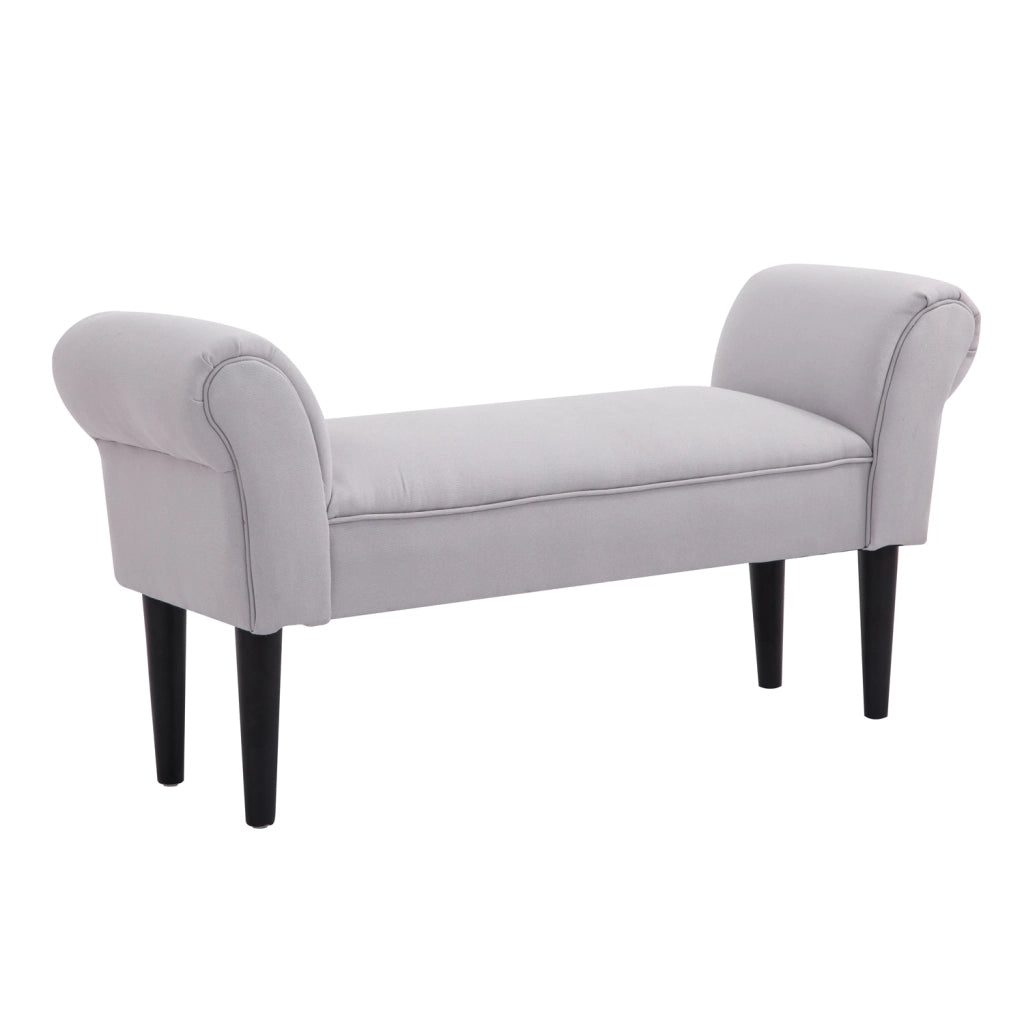 Divano imbottito 2 posti con braccioli e struttura in legno ¨C Minimal ¨C 102x36x51 cm Grigio Bianco