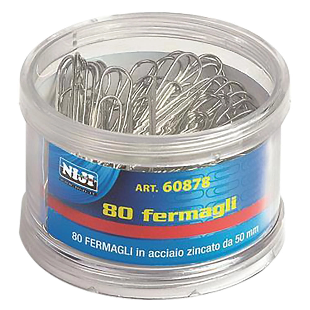 FERMAGLI PER CARTA metallo mm.50 - 80 pz (scatola)- 12 pezzi  - LEBEZ