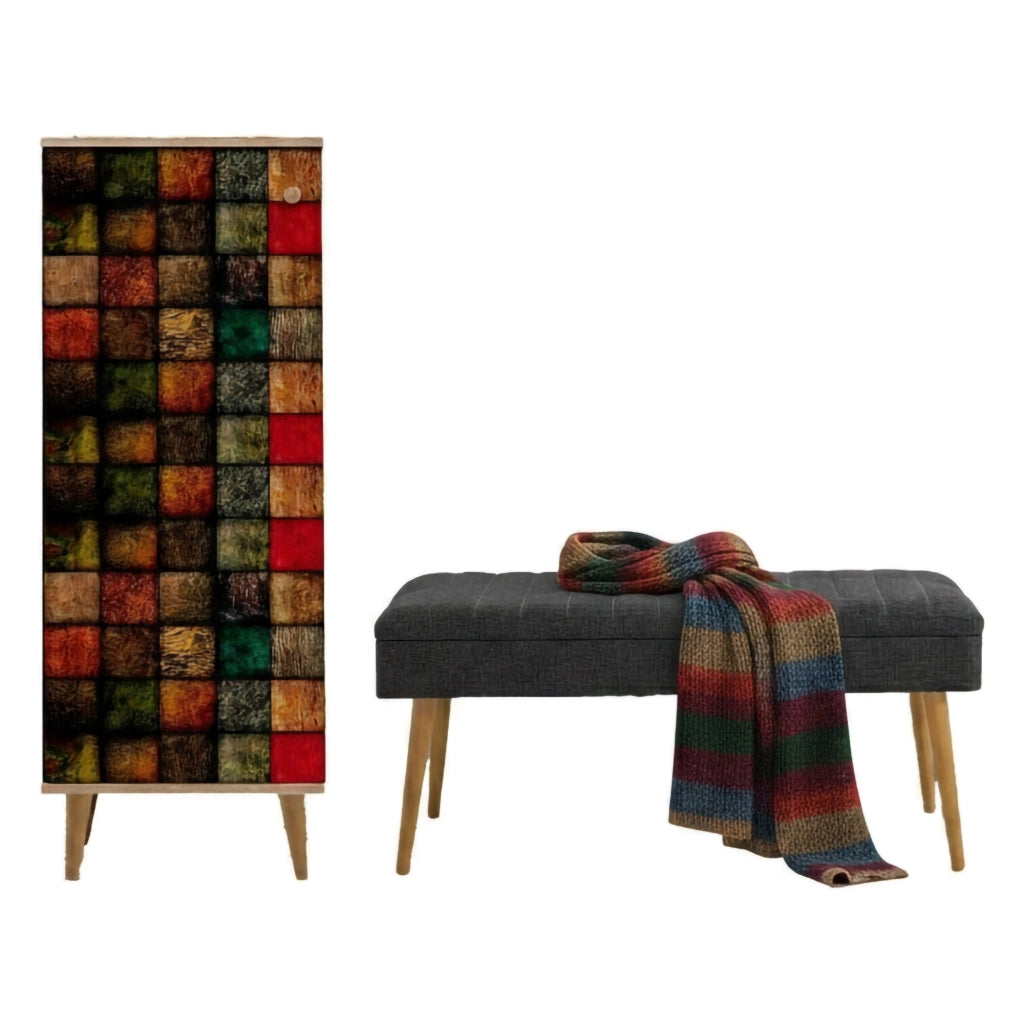 Podgorica, Mobile da Ingresso 16 Paia, 50x38x135h cm Marrone Quercia