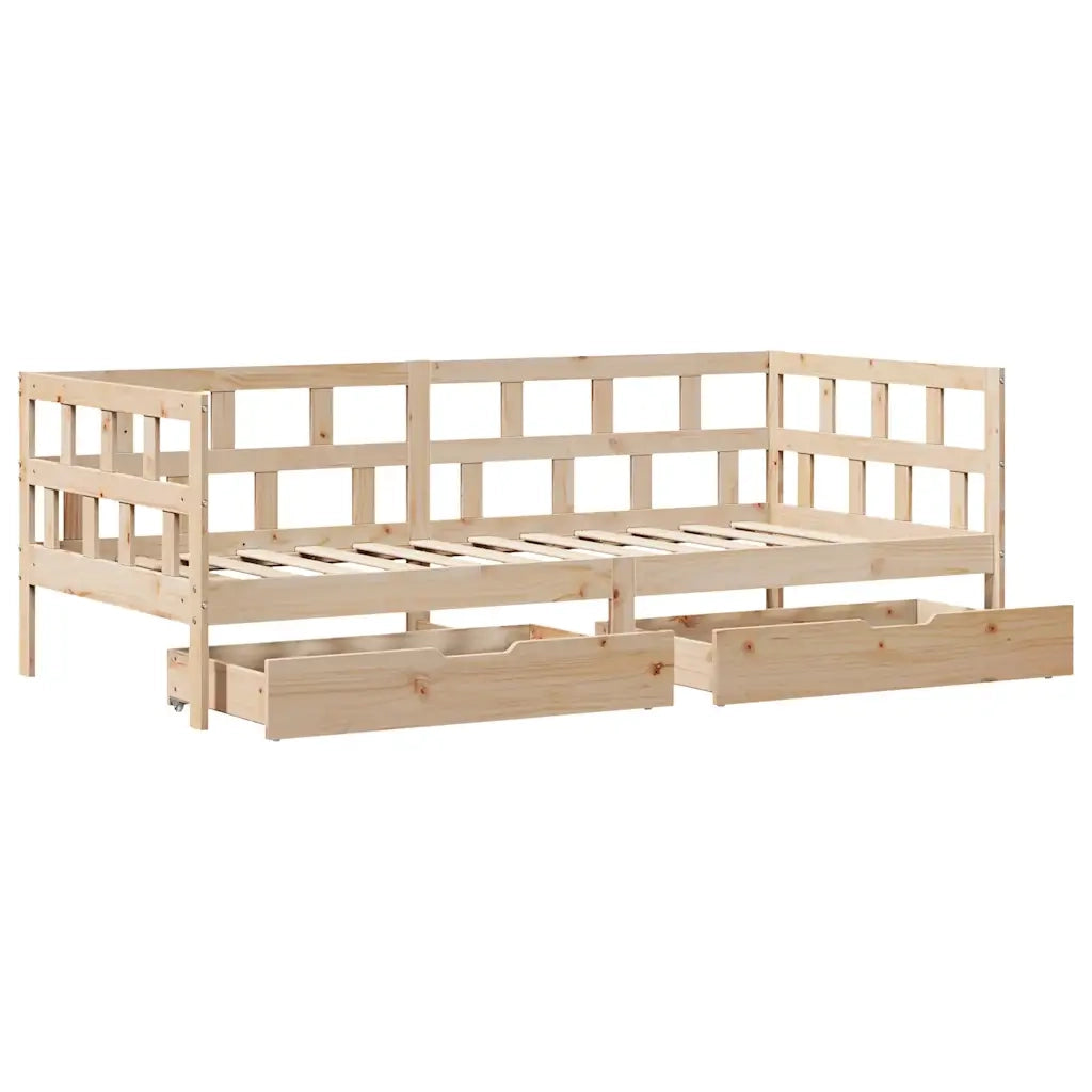 Dormeuse con Cassetti 90x190 cm in Legno Massello Pino 3302087