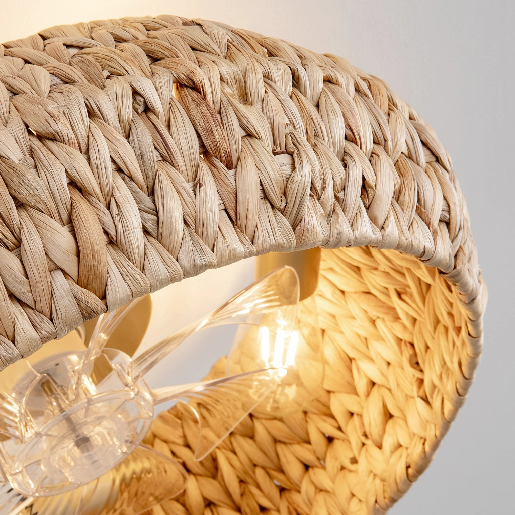 Ventilatore a soffitto con luce ¨C Minimal ¨C Rattan design, controllo app e telecomando, 19 pollici, bianco
