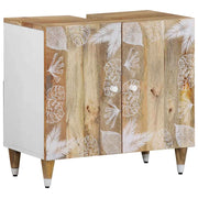 Elegante mobiletto da bagno retrò 62 x 33 x 58 cm pratico contenitore in legno massello di mango 02_0057849