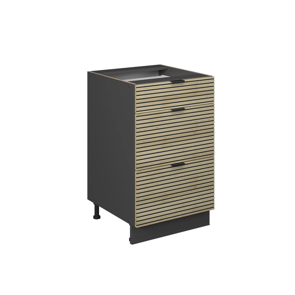 Mobiletto base per cucina Fame-Line Pannello in quercia/Antracite 50 cm senza piano di lavoro Vicco
