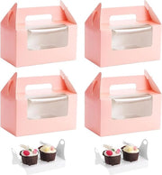 Set di 50 muffin e cupcake in vetro con finestra e maniglia, rosso, 2 compartimenti