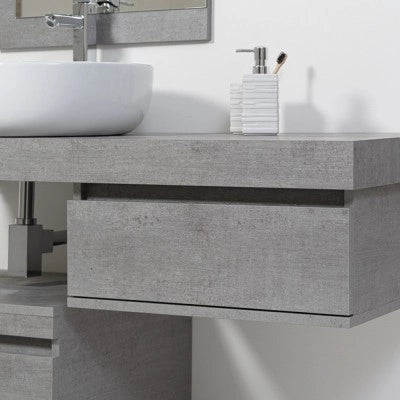 Cassettiera su ruote 58 cm colore grigio cemento