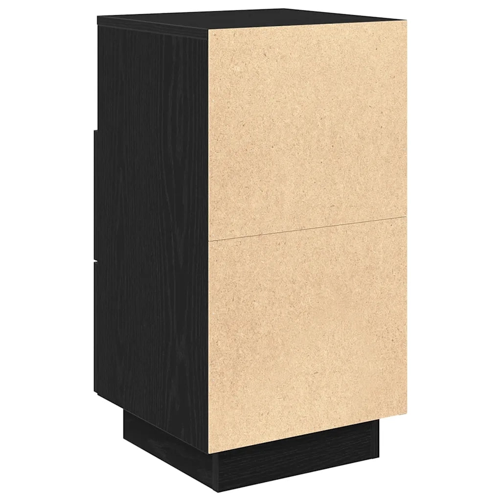 Comodino | Armadio da Notte | Mobiletto da notte con 2 Cassetti Nero 36x36x68 cm