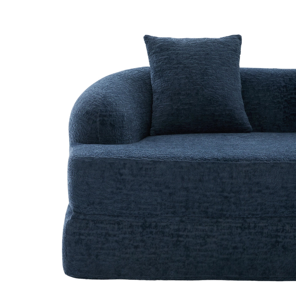 Divano letto 2 posti pieghevole in ciniglia blu navy HOMVRA