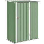 CAPANNO PORTA ATTREZZI IN METALLO CON TETTO INCLINATO E PORTA BLOCCABILE, 142X86X189 CM, VERDE CHIARO