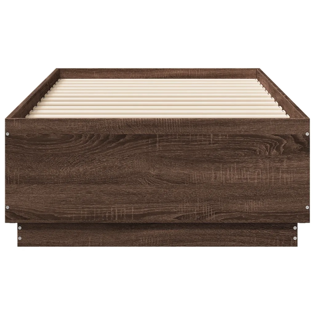 Giroletto Luci LED-Struttura Letto con LED Rovere Marrone 90x190cm in Legno Multistrato 774488