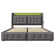 Letto con Cassetti 180 x 200 cm; Letto Matrimoniale - LED; USB e Type-C - Grigio