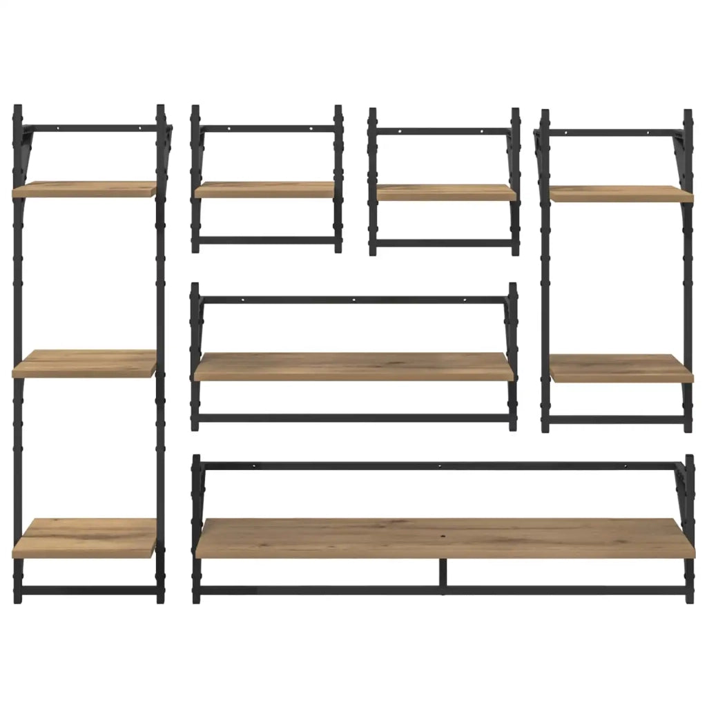 Set mensole da parete 6 pcs Rovere artigianale 100 x 25 x 30 cm 882839