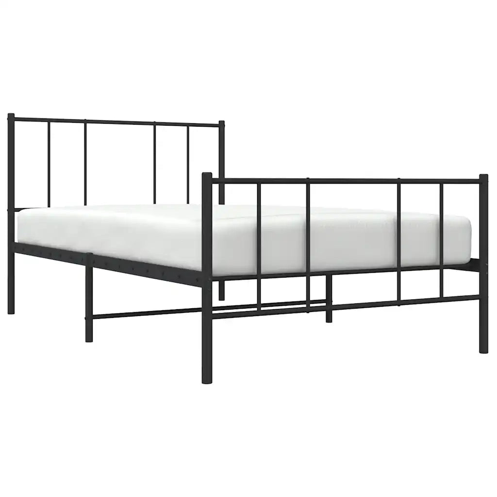 Giroletto con Testiera e Pediera Metallo Nero 90x190 cm 352490