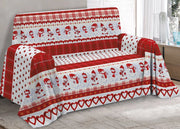 Telo Arredo Granfoulard Copritutto Cotone Copriletto Multiuso Disegni Invernali OB - 1 Piazza - Snow Rosso