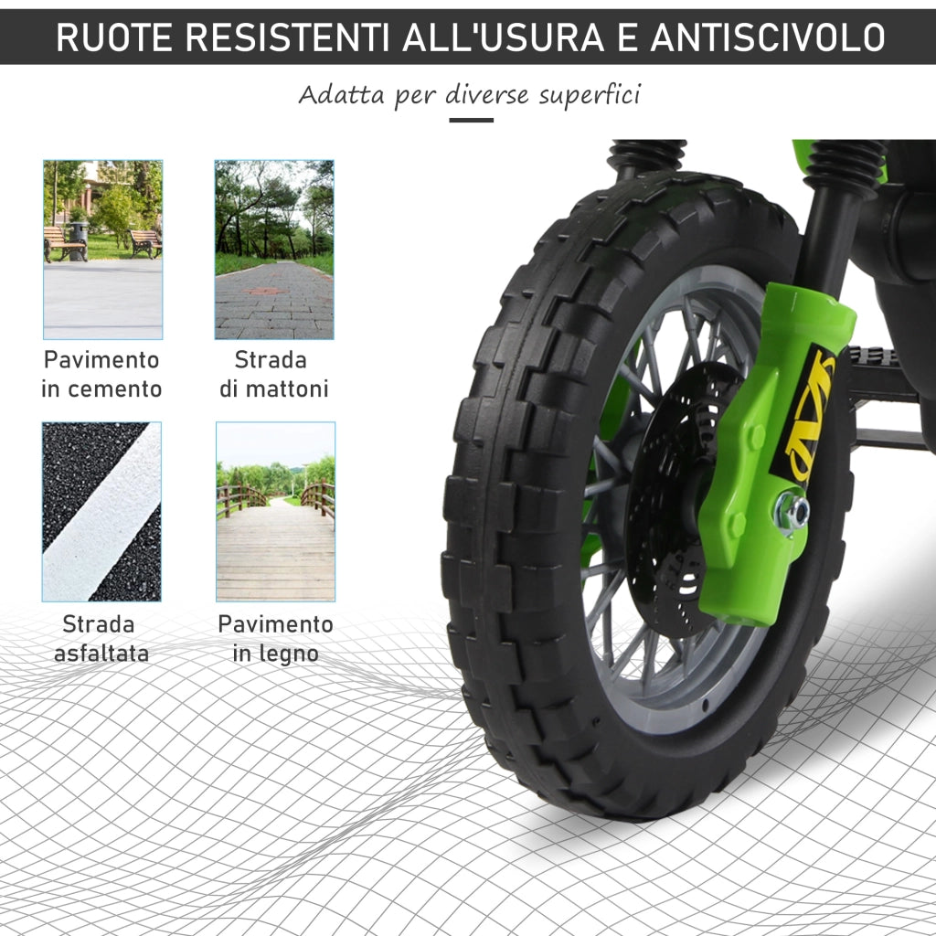 Moto Elettrica per Bambini con Rotelle ¨C zephmum ¨C Verde 102x53x66cm