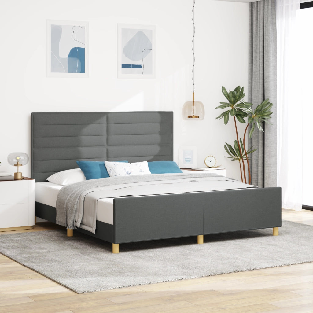 Letto Grigio Scuro 180x200 cm Tessuto