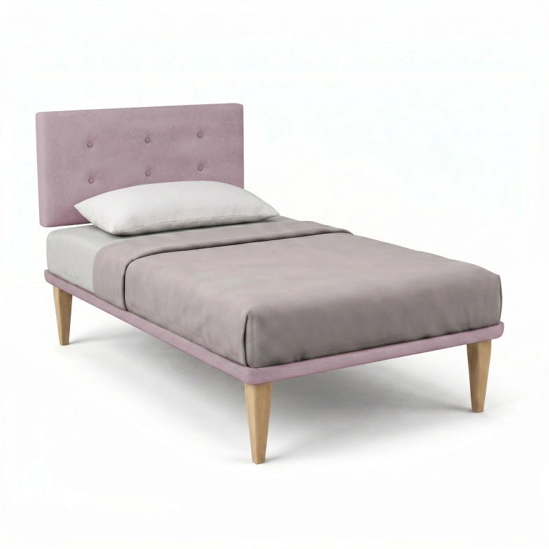 Letto imbottito Piazza e mezzo 120x200 cm Button - Con rete,Glicine,Microfibra
