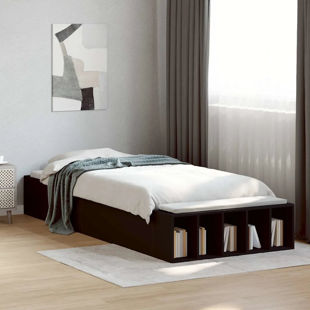 Giroletto-Struttura Letto Nero 100x200 cm in Legno Multistrato 827678