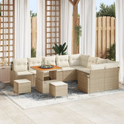 Set Divano da Giardino da 12 pezzi con Cuscini Beige Polyrattan Acacia