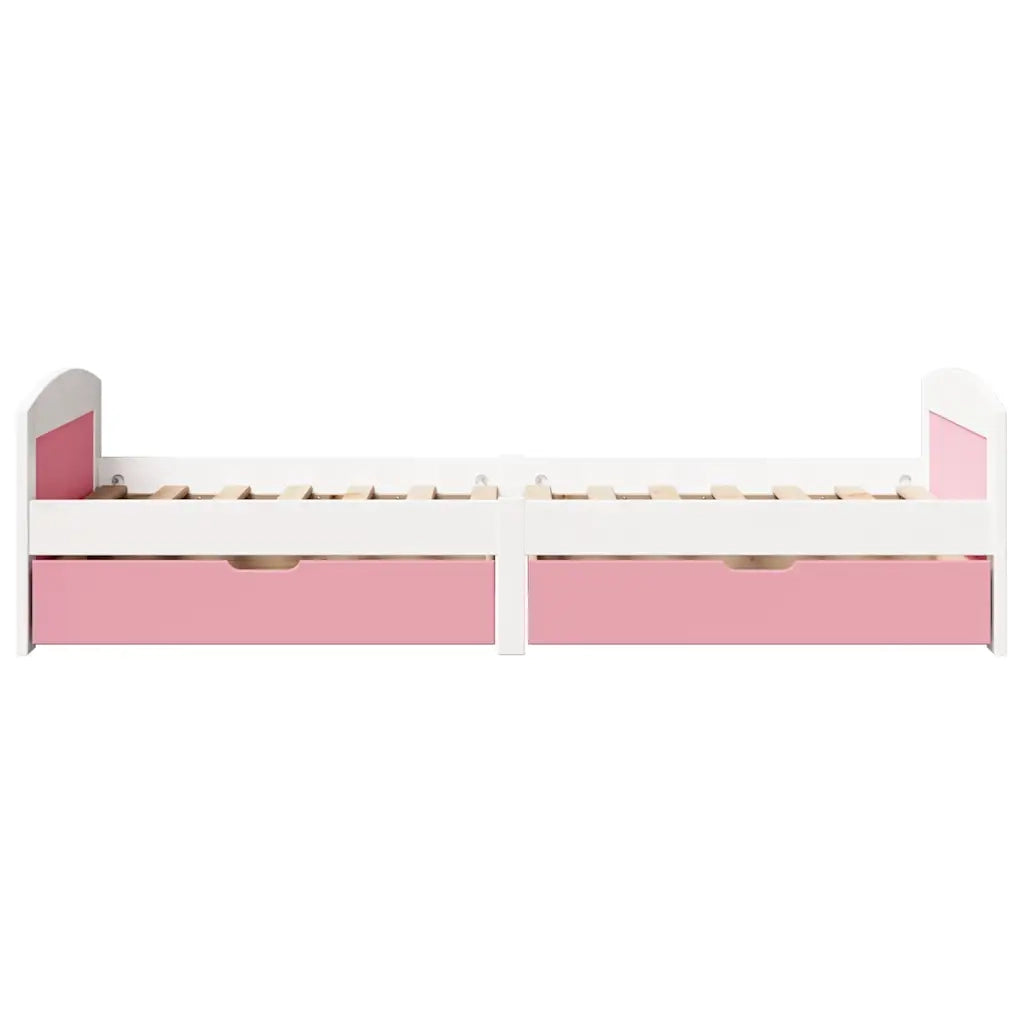 Dormeuse 2 Cassetti senza Materasso-Struttura Sofa Letto Bianco&Rosa 90x200 cm IRUN 788449