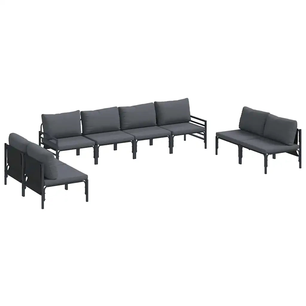 Set Divano da Giardino con cuscino 8 pcs Nero Acciaio 3378984
