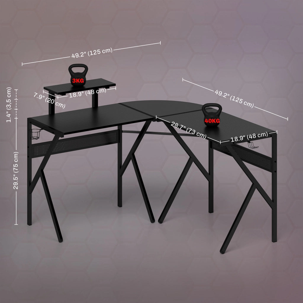 Scrivania Gaming Angolare ¨C Zephmum ¨C Nero 125x125 cm