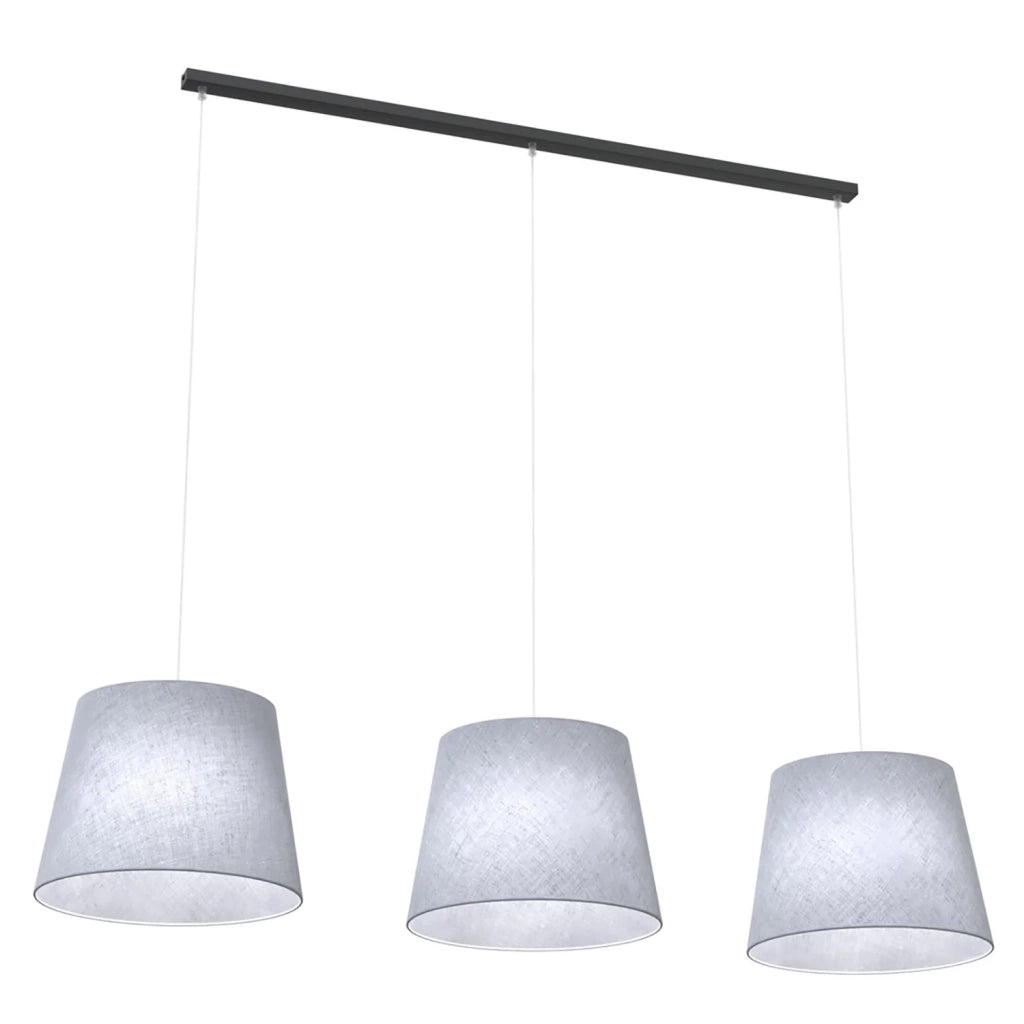 Lampadario A 4 Luci Osiride Con Paralumi In Tessuto Grigio