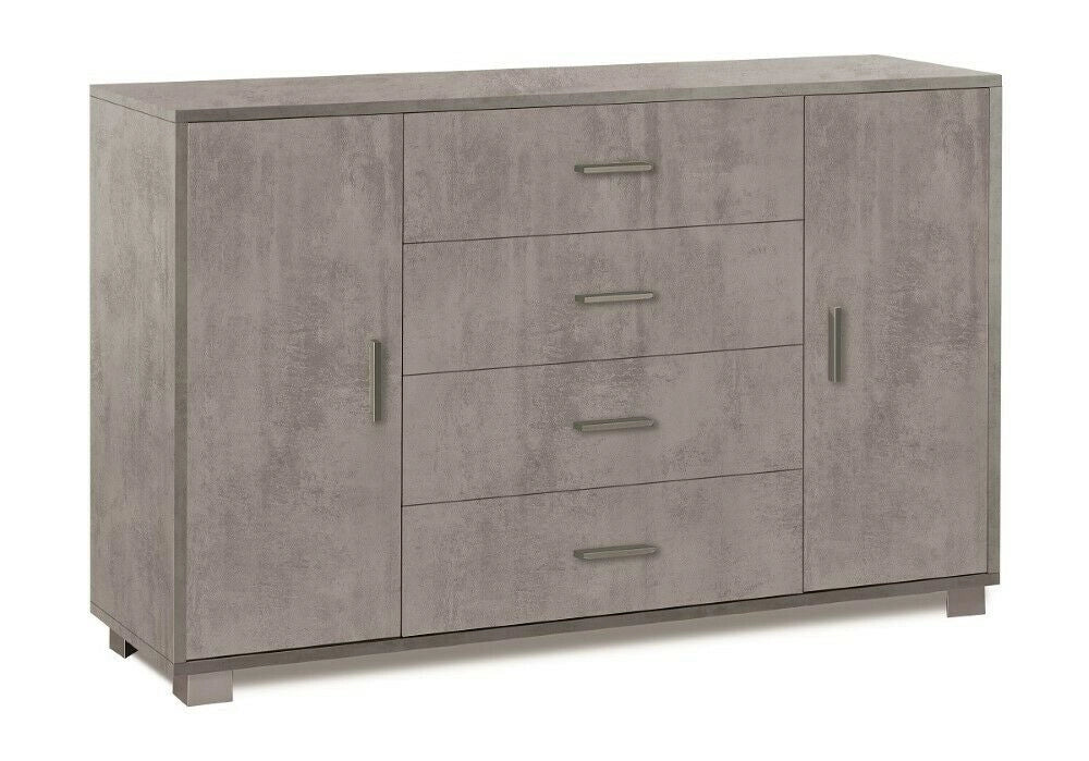 Mobile Madia 4 Cassetti e 2 Ante H86 L136 P41 Cm colore Cemento 775k Sarmog