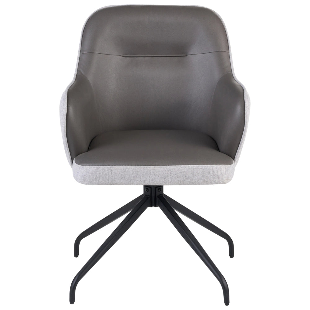 Set di 2 sedie da pranzo girevoli in ecopelle grigio con schienale alto in stile scandinavo