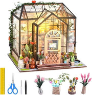 Pakket di costruzione di casa in miniatura con illuminazione LED e mobili - Casa fai da te - Giardino - Kit di attrezzi incluso