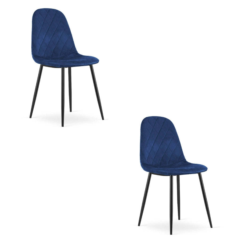 Sedia Valora DAPI in velluto blu navy con gambe in metallo x2
