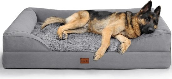 Cuscino per Cani - Cuscino per Cani 95 cm Alto - Culla per Cani Extra Grande - XL Culla per Cani con Bolster & 28D Matras a Cuscino - Copertura Idrorepellente - Cappotto Pluche Lavabile - Divano per Cani per Cani con Artrite