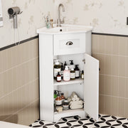 Mobile bagno freestanding con lavabo in ceramica 59x42;5x90;5 cm; MDF bianco