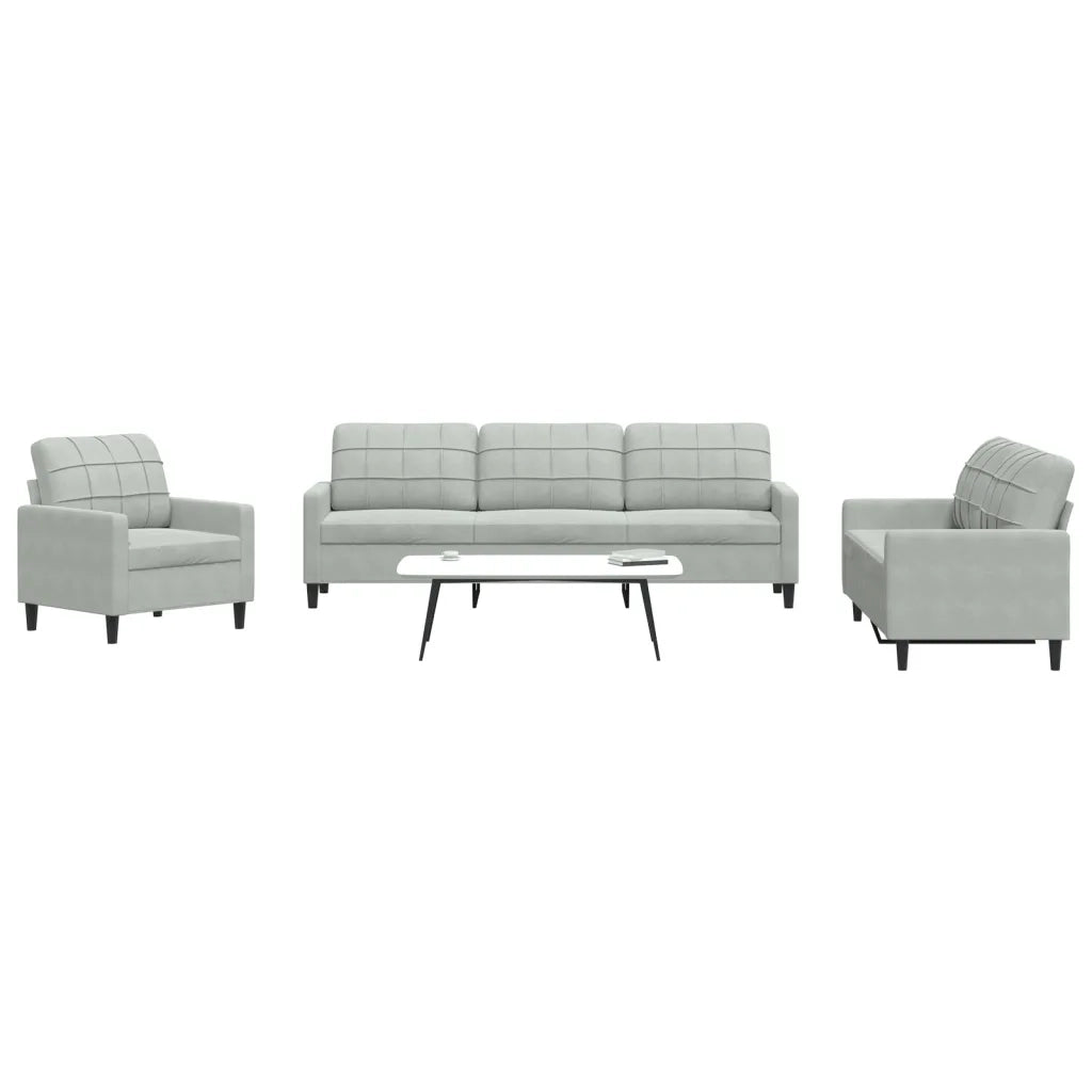 Set di Divani 4 pz con Cuscini Grigio Chiaro in Velluto