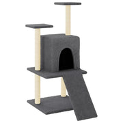 Tiragraffi per gatti torre per arrampicata giocattolo piattaforma per arrampicata con tiragraffi in sisal scuro 110 cm grigio 02_0022642