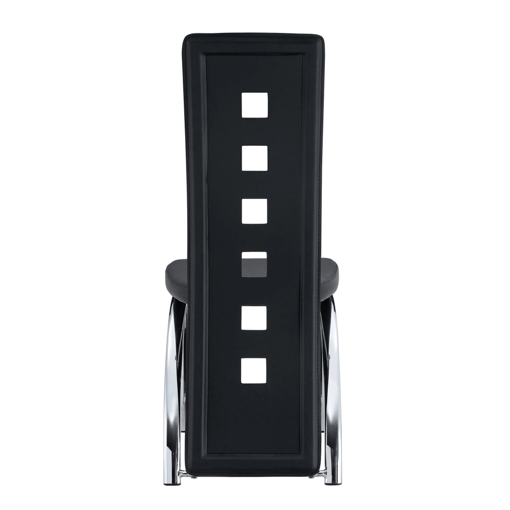 Sedie da Pranzo Set 2 Pezzi con Schienale Forato ¨C Xylo ¨C Nero, Similpelle, Gambe in Metallo, 102.5 cm