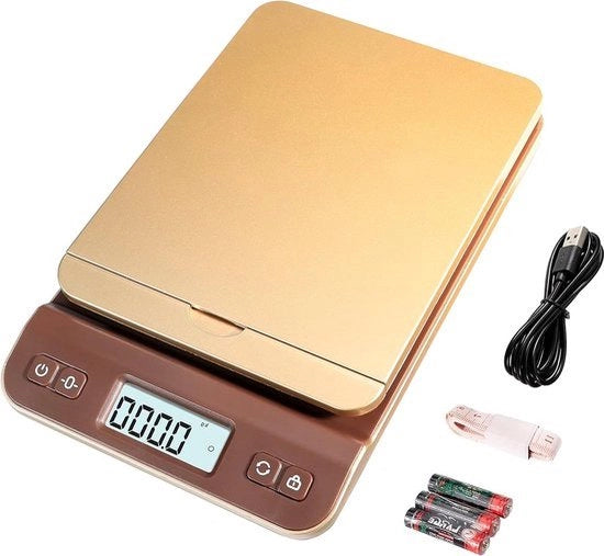 Pesa Digitale da 39kg a 86lb con Funzione di Tare per Pacchi, Hold, per Ufficio, Magazzino e Posta, con Cavo USB e Livello