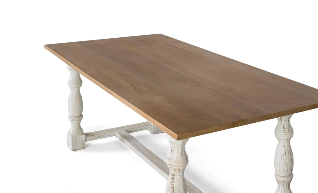 Tavolo da pranzo rettangolare con gambe tornite in bianco 200 cm