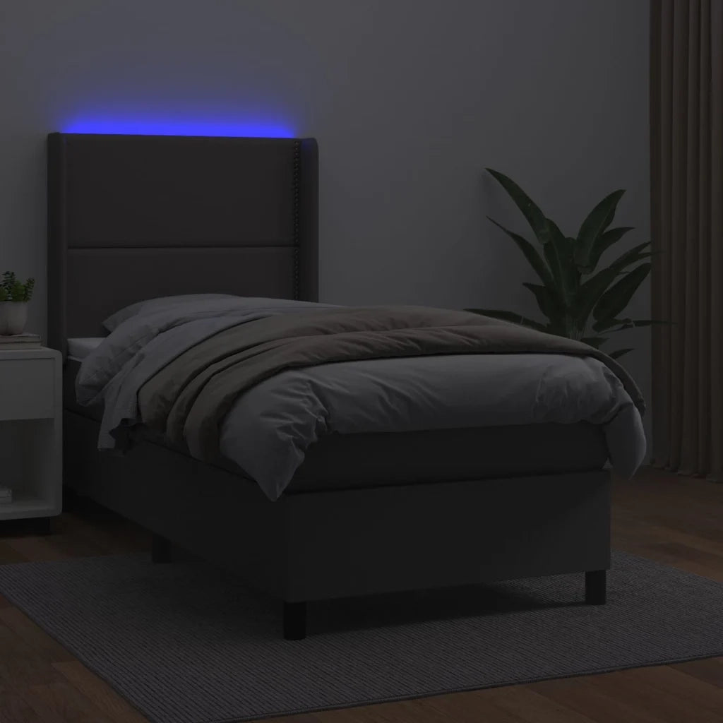 Giroletto Molle con Materasso e LED Grigio 100x200cm Similpellecod mxl 123347